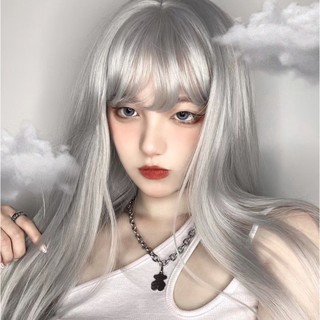 (634) TÓC GIẢ THẲNG DÀI MÀU XÁM KHÓI