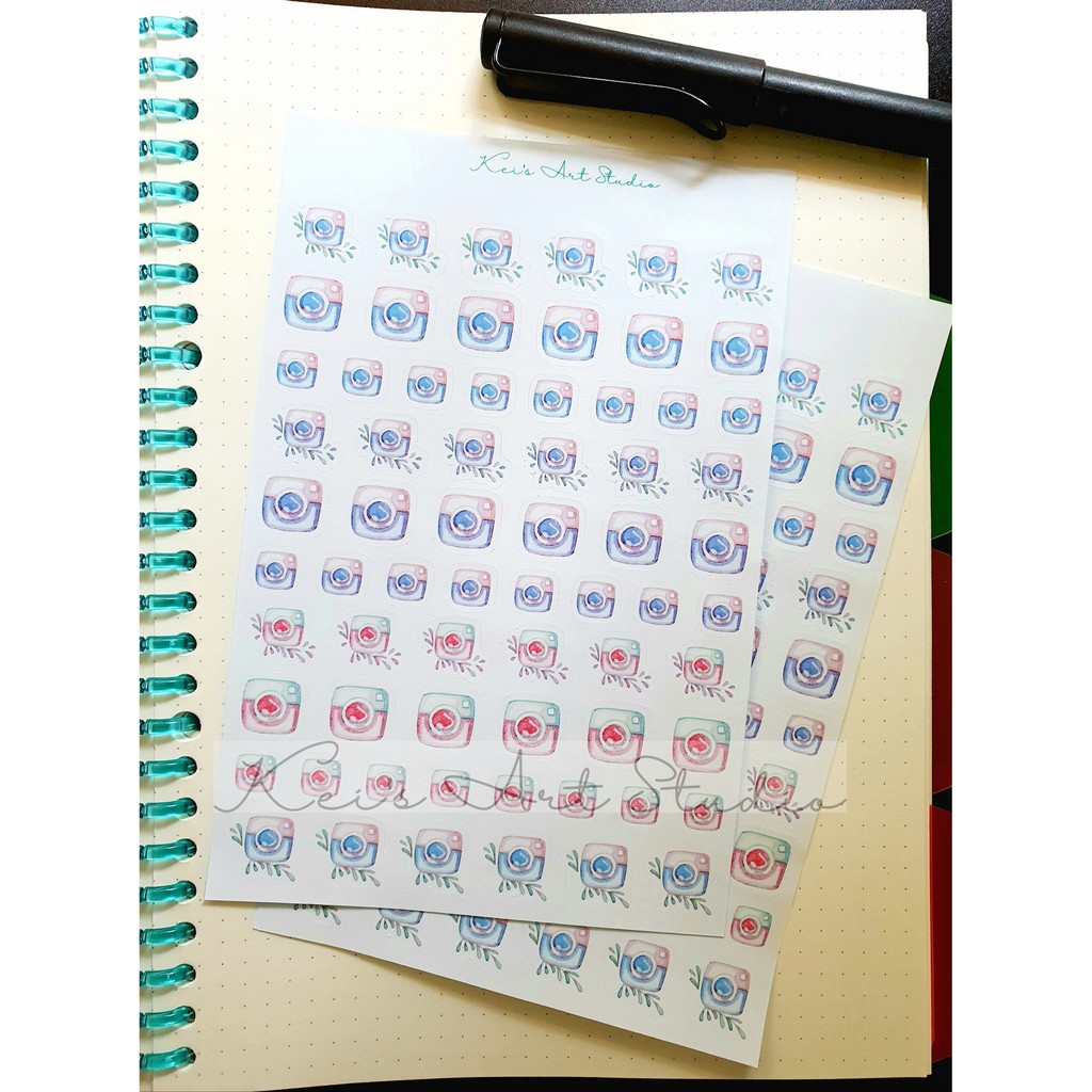 Tờ sticker giấy hình icon instagram vẽ màu nước xinh xắn dễ thương cá tính