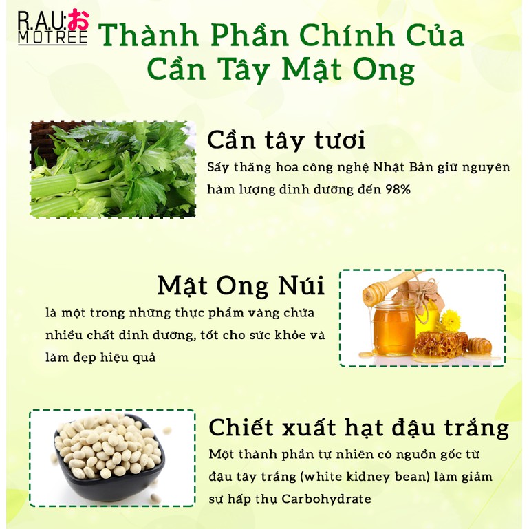 Cần tây mật ong chính hãng giảm cân, làm đẹp da, thanh lọc cơ thể, mua 3 hộp tặng 1 bình thủy tinh (Hộp 14 gói)