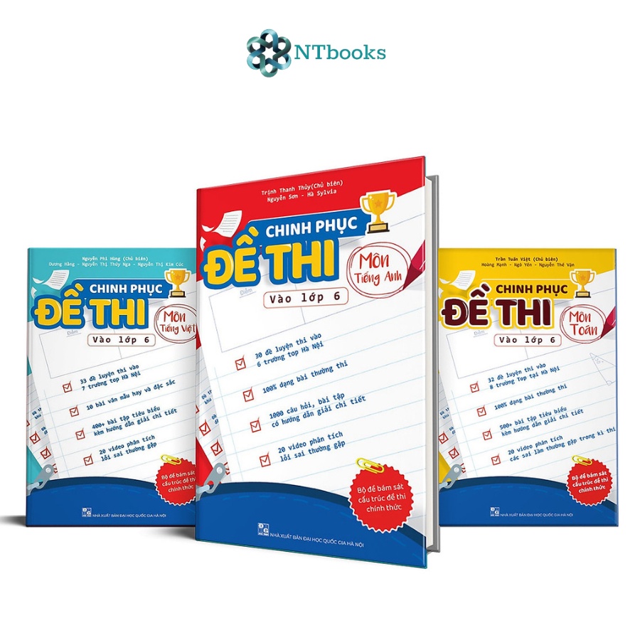 Sách - Combo chinh phục đề thi vào lớp 6 - Bộ 3 môn Toán, Tiếng Việt, Tiếng Anh