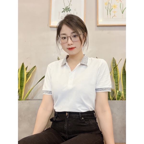 Áo Polo Nữ Tông Trắng  Soleil Cotton Cao Cấp,  Basic thoang mát Chất Liệu Pique Măt chim,dáng suông TIPK03287.