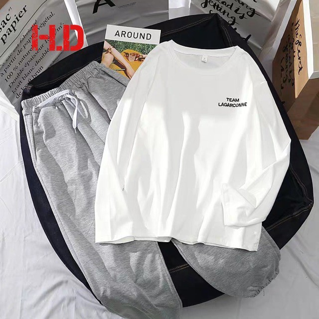 [FREESHIP ĐƠN TỪ 50K] Bộ áo Team kèm quần chun gấu xám HDA1019