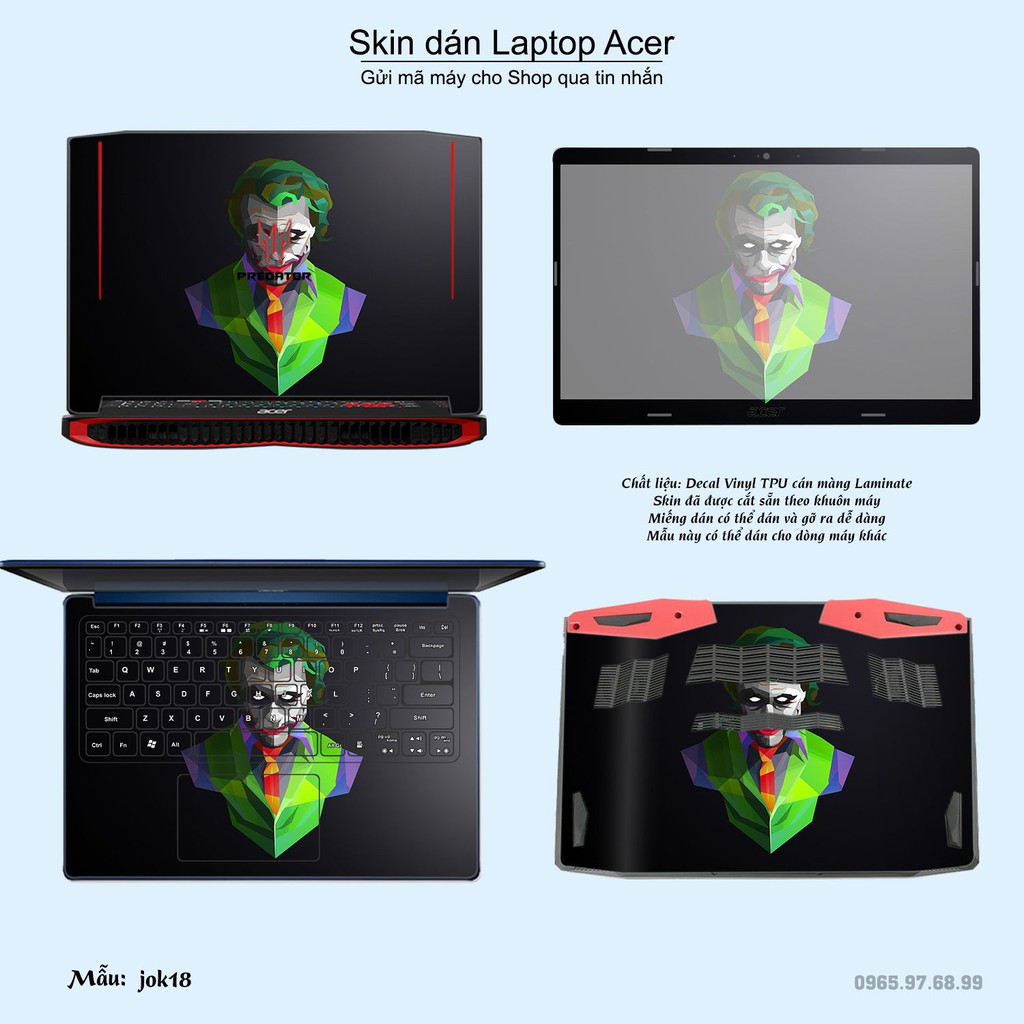 Skin dán Laptop Acer in hình Joker _nhiều mẫu 3 (inbox mã máy cho Shop)