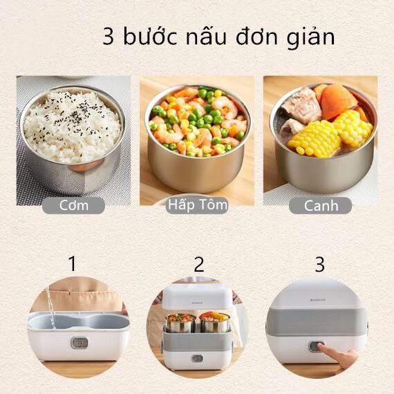 Hộp Cơm Cắm Điện Giữ Nhiệt 2 Tầng Cao Cấp, Hâm Nóng, Nấu Chính Thức Ăn - Cặp Lồng Cắm Điện 2 Tầng Mẫu Mới 2021