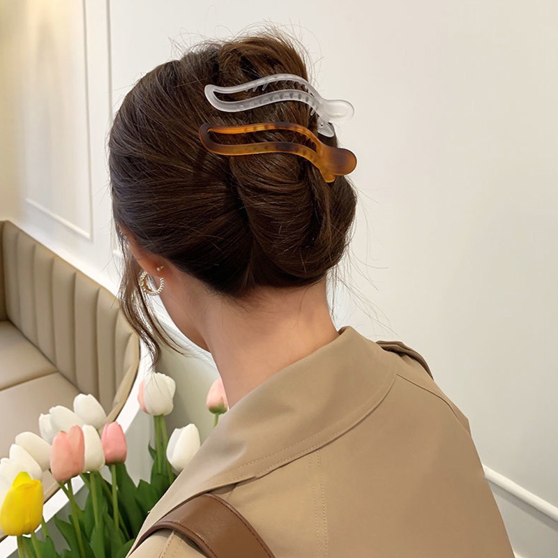 Kẹp Tóc Càng Cua / Kẹp Tóc Đuôi Ngựa / Trang Điểm Mặt Bằng Acrylic Màu Trơn Cá Tính Cho Nữ
