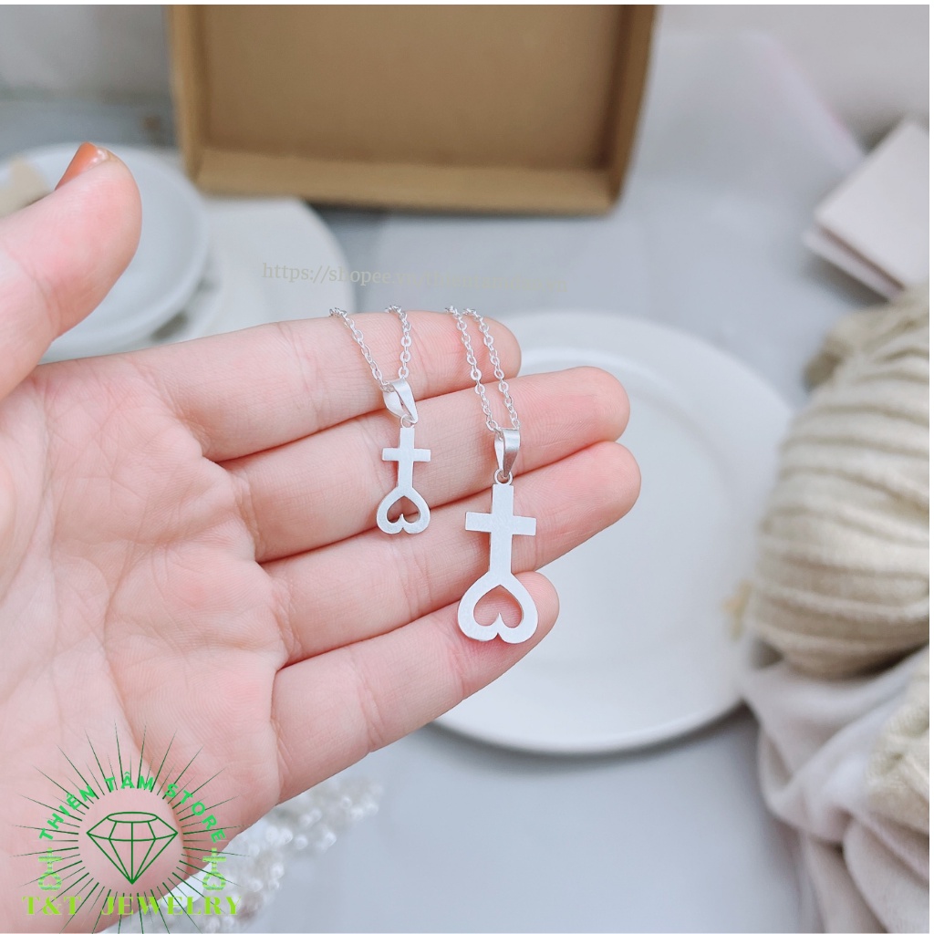 Dây chuyền thiên tâm, mặt trơn thiên tâm, dấu thiên tâm bằng bạc s925 chính hãng-T&TJewelry
