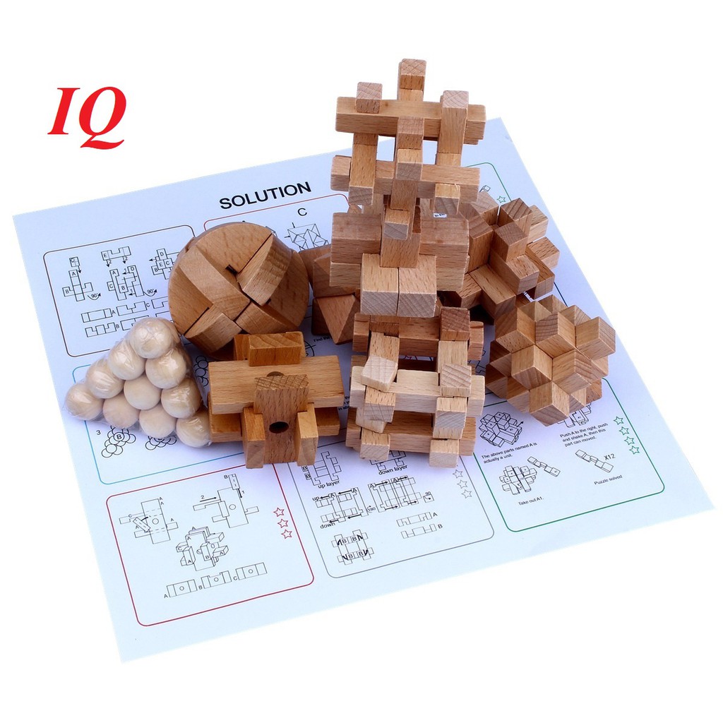 ❤️ HOTSALE 24/7 ❤️ Trò chơi trí tuệ tháo lắp gỗ WOODEN PUZZLE HM120 - Trò chơi IQ (9 MÓN)