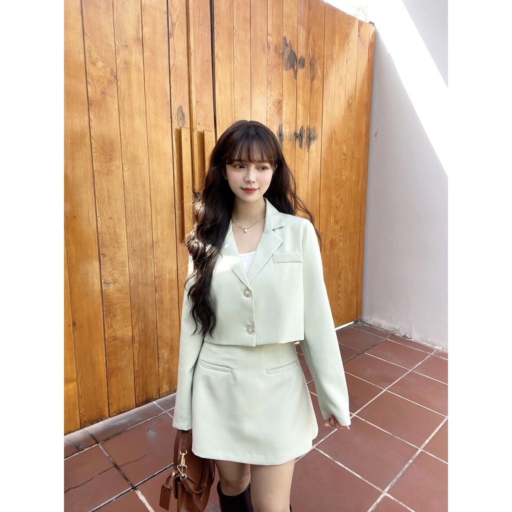 Áo Vest croptop nữ 2 lớp tay dài có lót lụa cao cấp nhiều màu - Joella Top - Tyribee Clothing