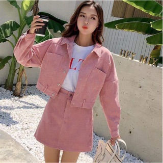Set váy áo màu hồng