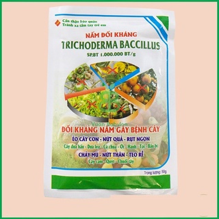 Chế phẩm vi sinh tribas trichoderma bacillus 50gram đối kháng nấm bệnh, phân hủy xenlulo