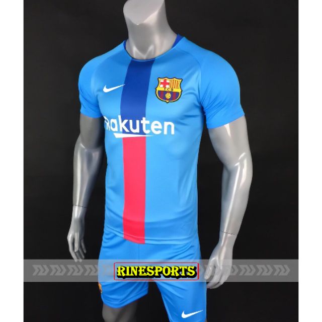 Bộ quần áo barca xanh rine sports