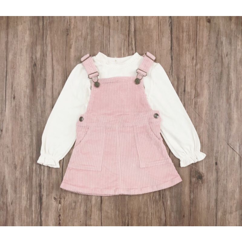 Váy yếm bé gái nhung tăm hồng anko