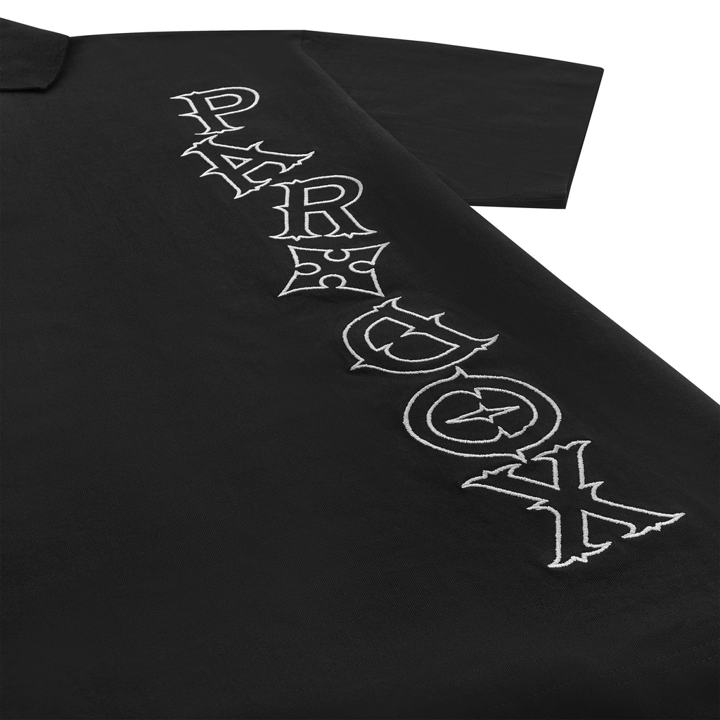 Áo thun có cổ Paradox tay lỡ CROOKED POLO SHIRT - Đen