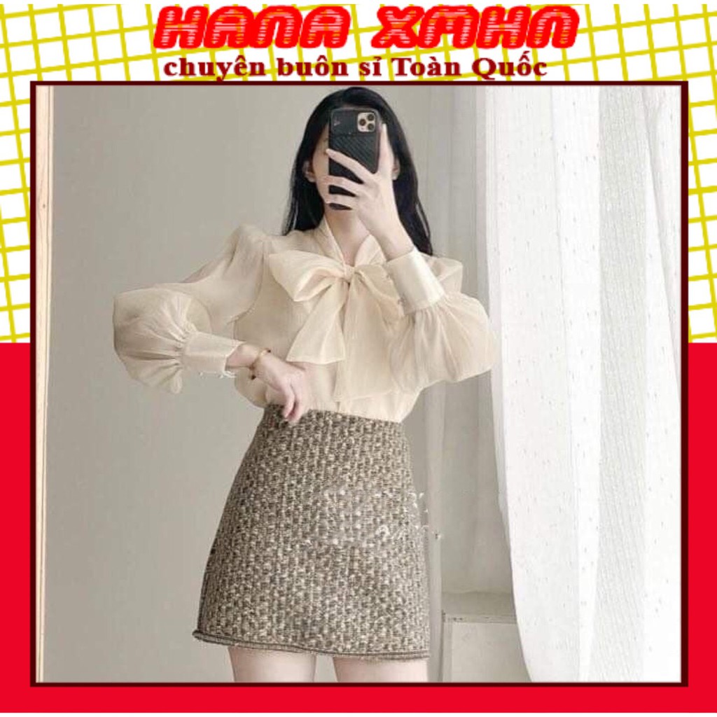 Sơ Mi Voan Tơ Hàng Thiết Kế 2 Size S M