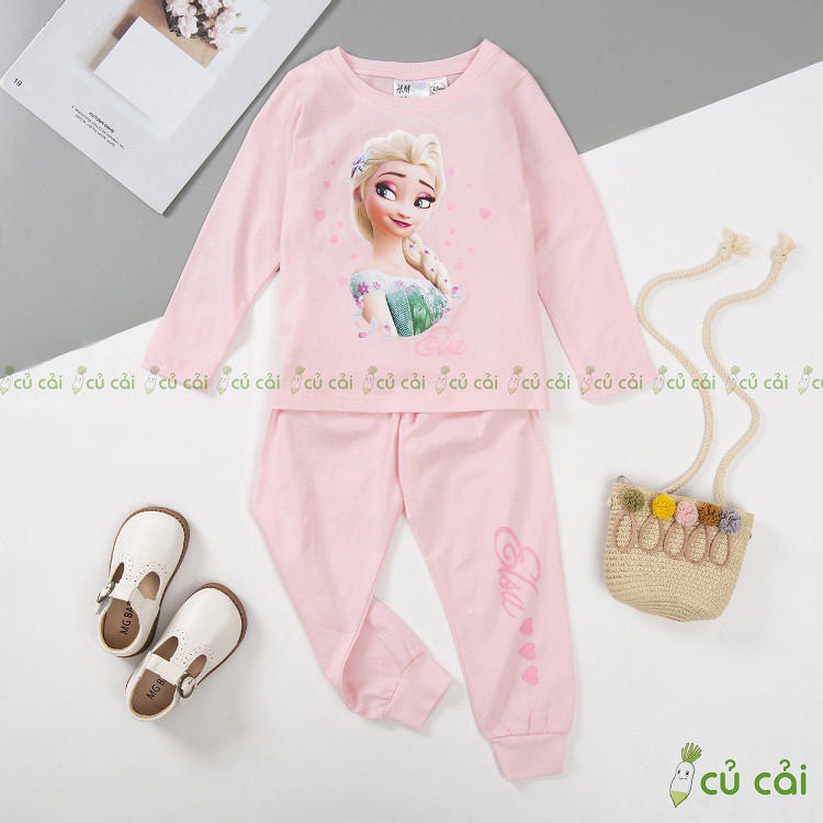 Đồ bộ bé gái, bộ dài tay cho bé họa tiết Elsa, Minnie, Pony dễ thương, bộ dư xịn cho bé BTD01 (12-30kg)