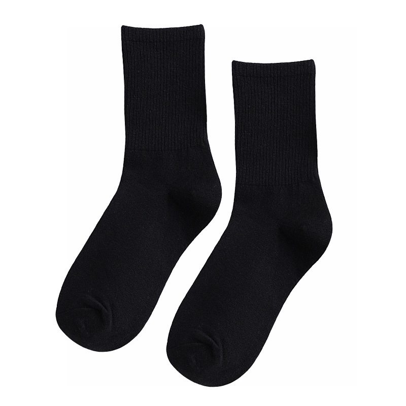 Vớ cổ thuyền cotton màu trắng/ đen thể thao chạy bộ thường ngày mùa thu Hàn Quốc