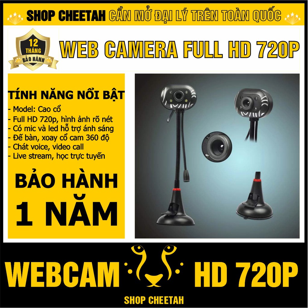 Webcam cổ cao có mic và đèn led trợ sáng – Bảo hành 12 tháng – Hình ảnh siêu nét – Dùng cho máy tính hỗ trợ học online