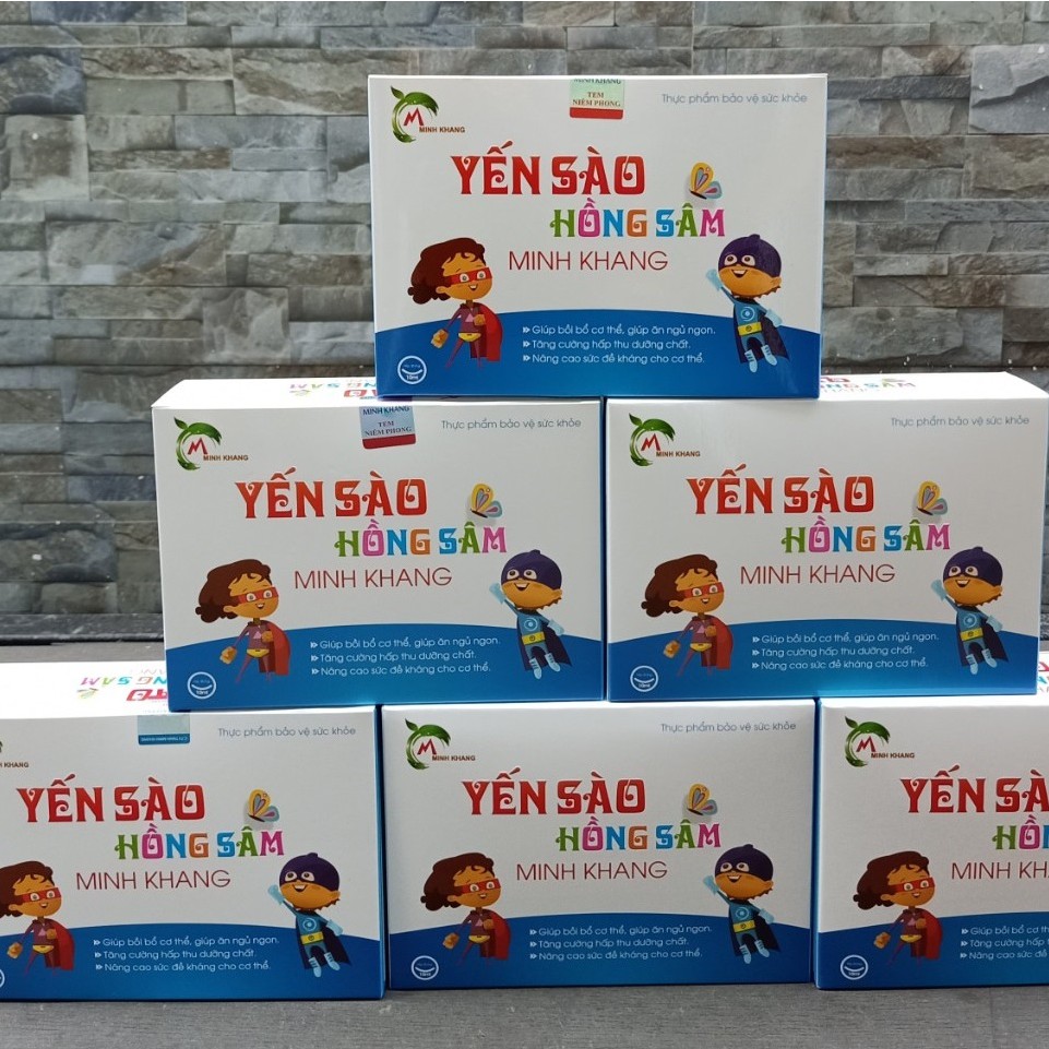 Yến sào Hồng sâm Minh khang - Hỗ trợ giúp bé ăn ngon, ngủ tốt, tăng sức đề kháng (Hộp 20 ống)