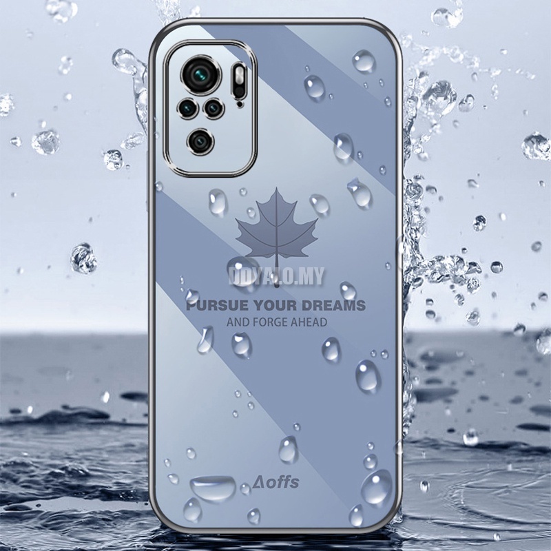 Ốp điện thoại silicon vuông họa tiết lá phong sang trọng cho Xiaomi Redmi Note 10 Pro Max 10S 10T 4G/ 5G