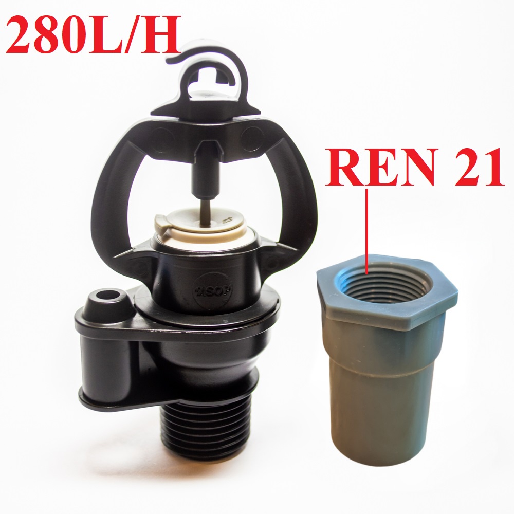 COMBO Béc Tưới Cây Phun Mưa Xoay 360 độ Có Điều Chỉnh Bán Kính Tưới Ren 21 X9000 ra Ống PVC 21 - goGarden - BH 1 năm