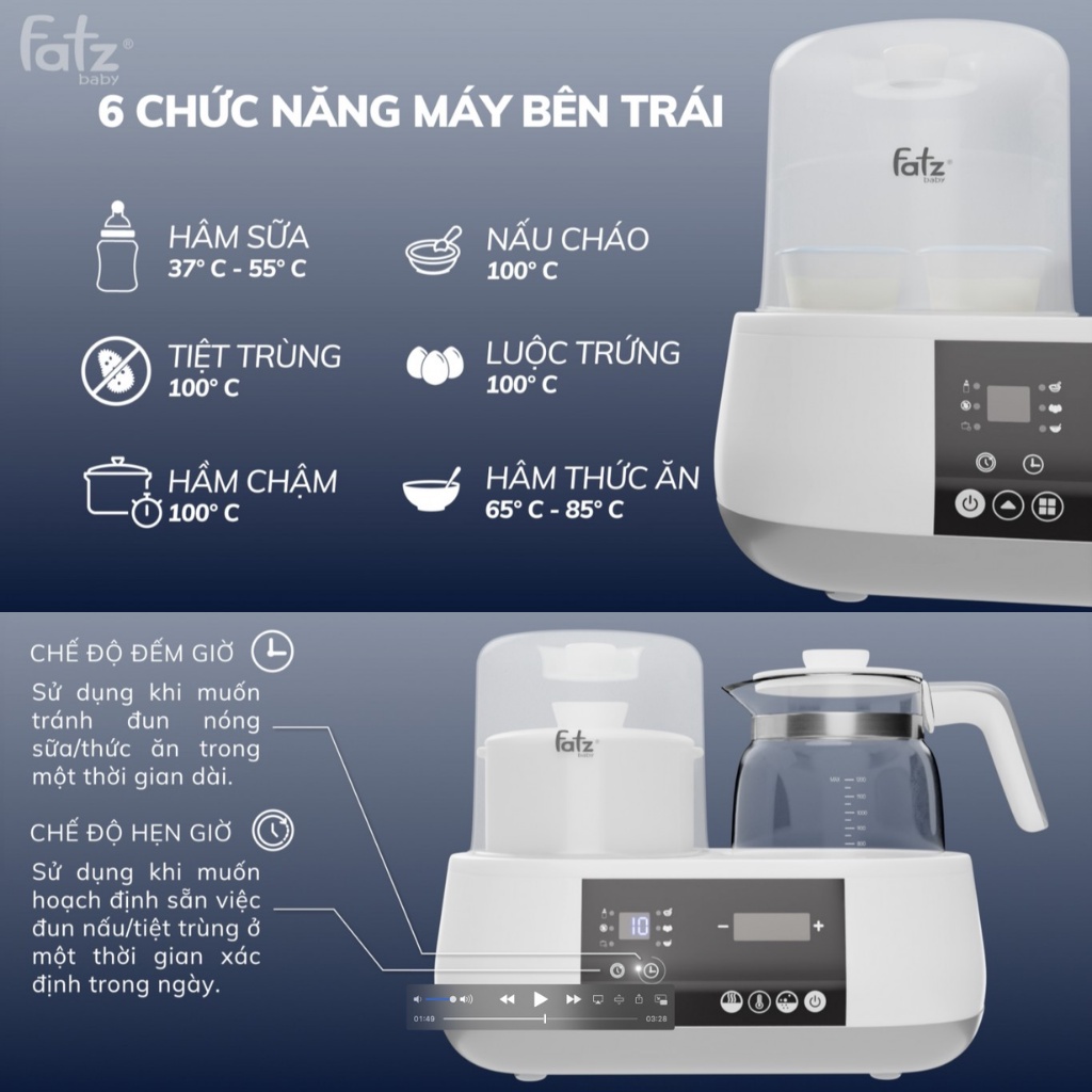 Máy Tiệt Trùng Bình Sữa Và Hâm Nóng All In One Multimax 1 FATZBABY FB9002Sl Chất Liệu Nhựa Cao Cấp, Thủy Tinh