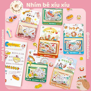 Set 40 miếng sticker thỏ Omeateballo dễ thương trang trí sổ