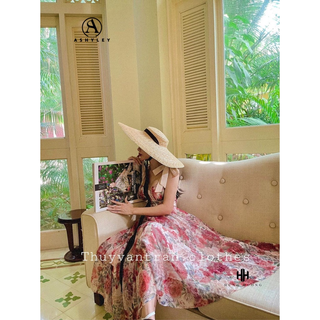 VÁY MAXI TƠ HOA CÚP NGỰC COSET HAI DÂY NƠ BUỘC NƠ VAI SIÊU HOT