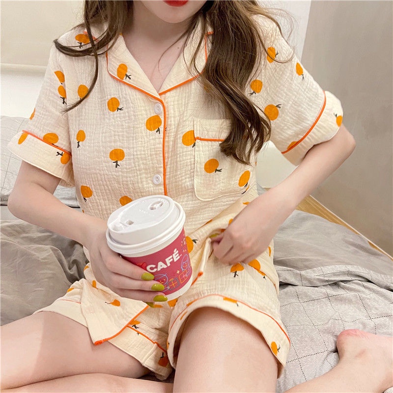 Bộ Đồ Ngủ Hai Mảnh Mùa Hè Kích Thước Lớn Phong Cách Hàn Quốc Cho Nữ