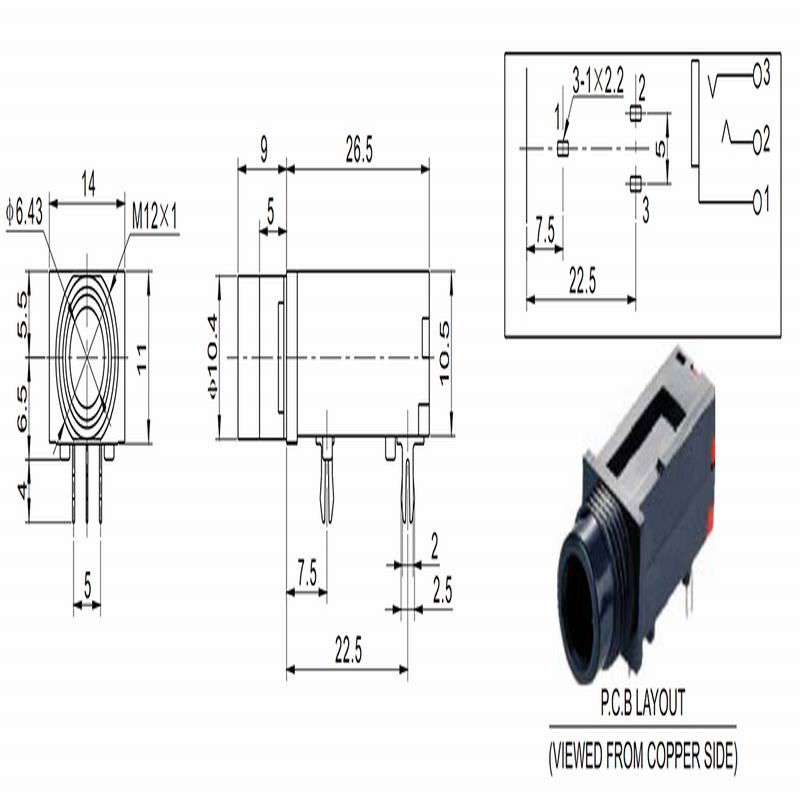 1 Giắc Cắm Âm Thanh Micro 6.35mm TS / TRS 1 / 4 "