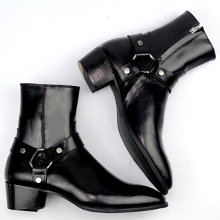 (Cao cấp) Harness Boots da bò, đế gỗ tăng chiều cao