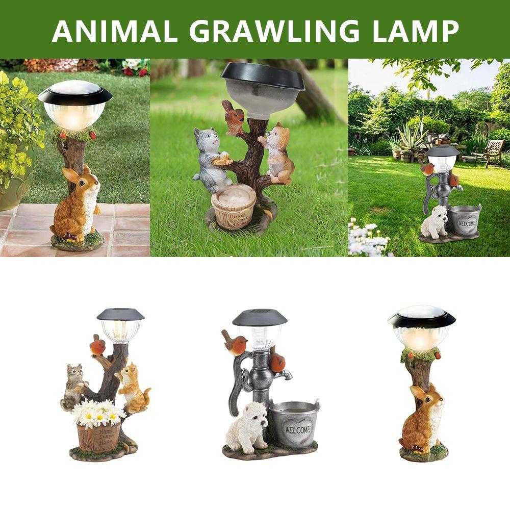 Đèn Năng Lượng Mặt Trời Bằng Resin Hình Mèo Chống Mài Mòn Dùng Để Trang Trí Vườn