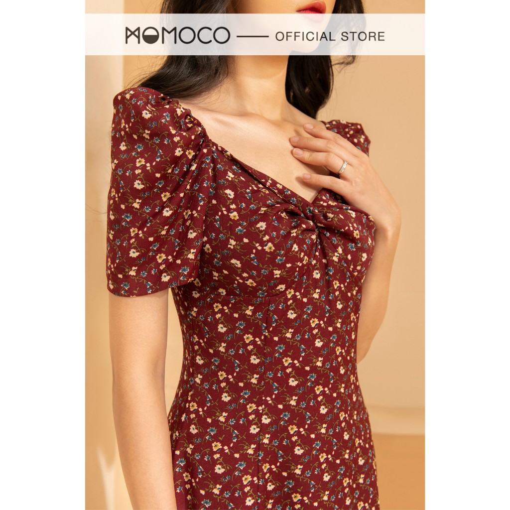 Đầm Thiết Kế Nữ MOMOCO Chất Cát Vặn Nút Ngực Dáng Ôm Xòe Cộc Tay M2805