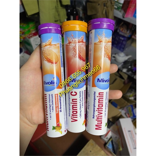 vitamin C Mivolis 20v dạng sủi tăng sức đề kháng hàng Đức