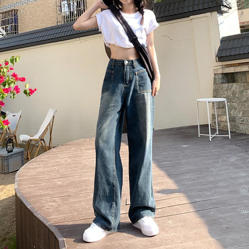 [Hàng chuẩn loại 1] Quần jeans dài ống suông rộng phủ chân màu xanh cổ điển Hàn Quốc siêu phẩm - năng động - cá tính