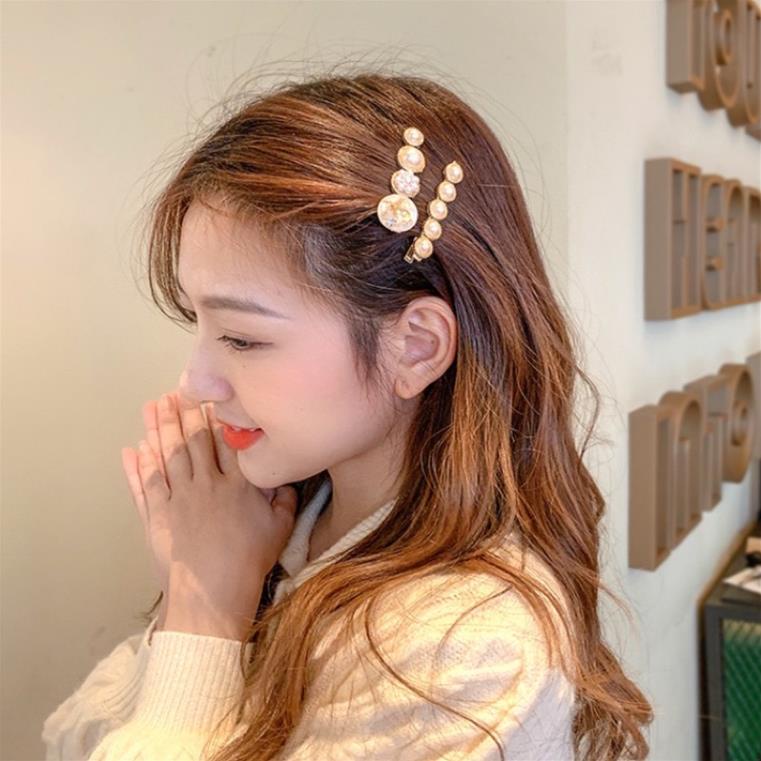 [Giá sỉ] Set 6 Kẹp Tóc Đính Ngọc Ánh Vàng Hàn Quốc Sang Chảnh