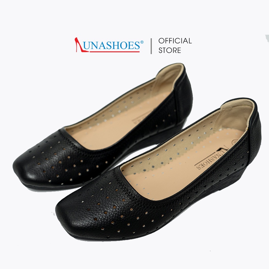 Giày đế xuồng nữ 3p da bò mềm êm chân Lunashoes 2515 dễ phối đồ êm chân hàng vnxk giầy trung niên nữ cho mẹ