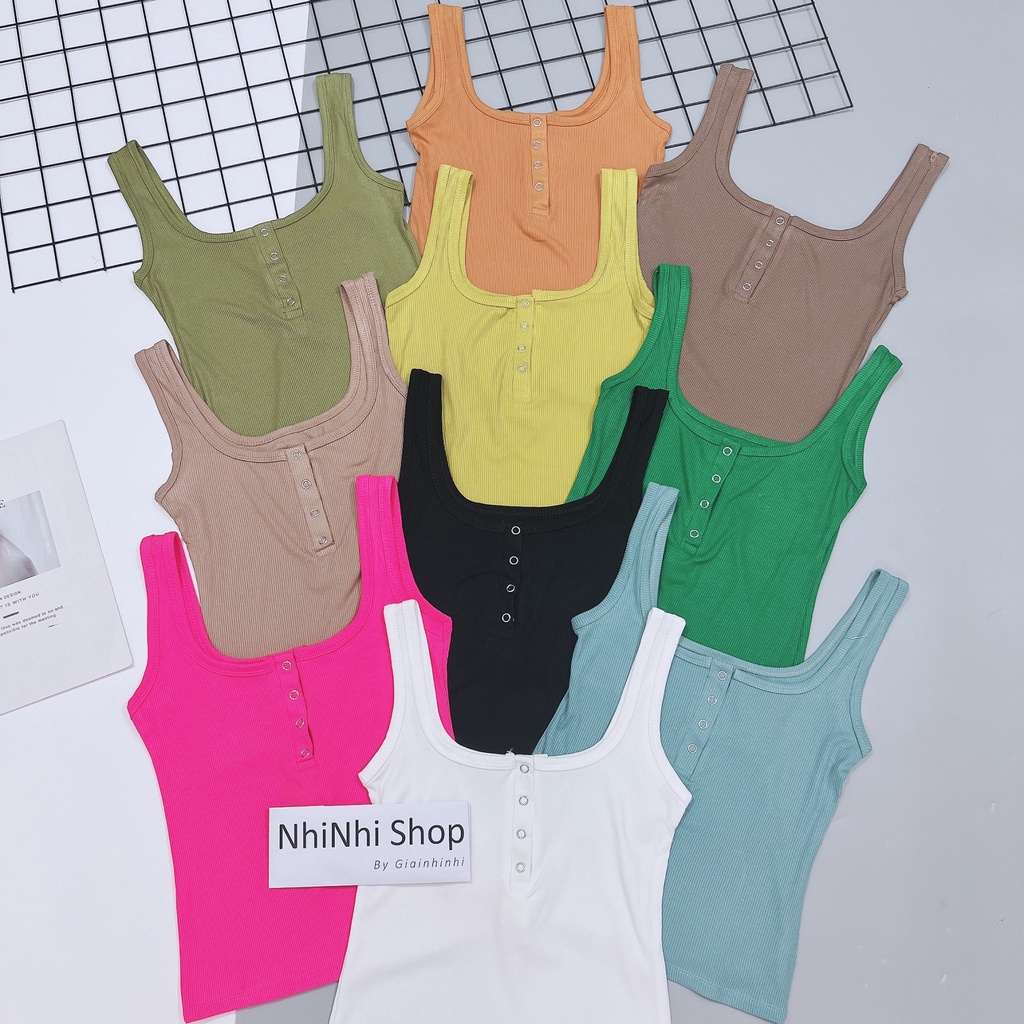 Áo ba lỗ tăm khuy ngực tháo mở được, Áo kiểu dáng ôm sexxy co giãn AS5117 - NhiNhi Shop