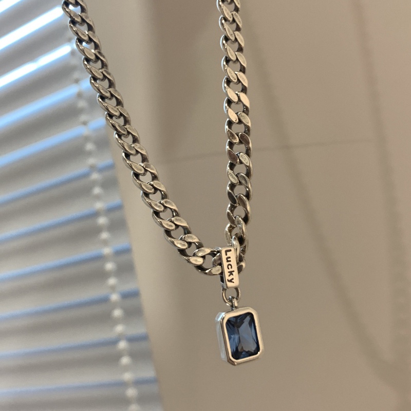 Thời trang cá tính vòng cổ màu xanh zircon vòng cổ khí chất trang sức