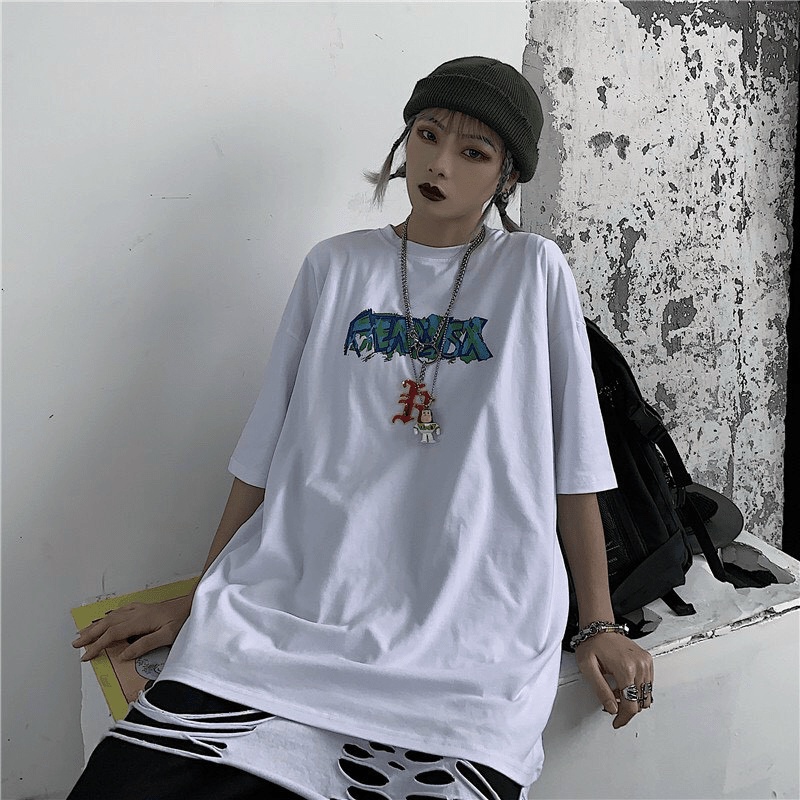 Áo Thun Unisex Form Rộng Tay Lỡ In Chữ Phong Cách Mẫu Mới HOT  - ĐĂNG QUANG CLOTHER