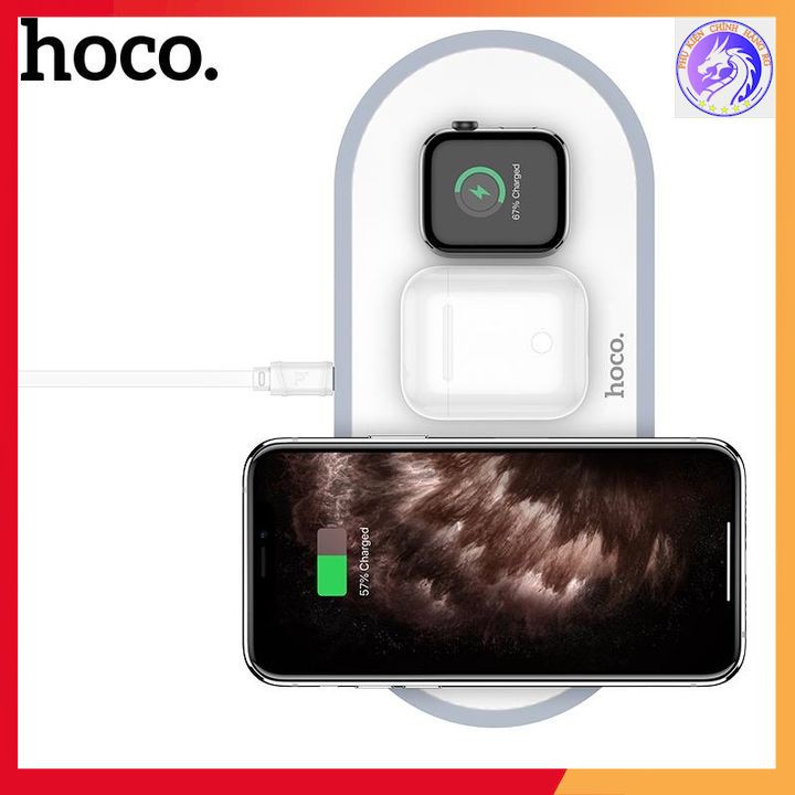 Đế Sạc Không Dây Cao Cấp 3 In 1(SmartPhone+Airpods+SmartWatch)  Hoco CW24 Chính Hãng - Bảo Hành 12 Tháng
