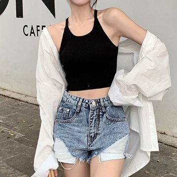 Áo Hai Dây Dệt Kim Dáng Ôm Phong Cách Hàn Quốc Thời Trang Cho Nữ