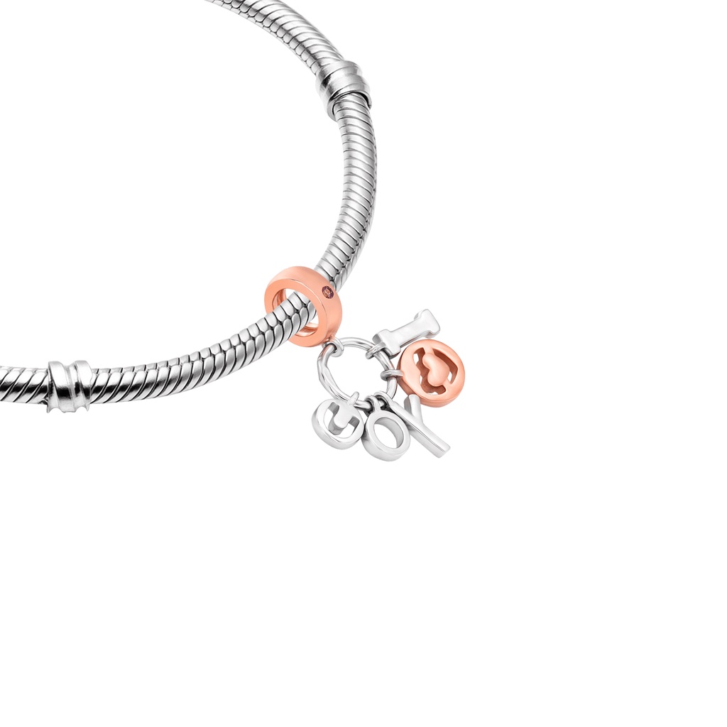 Hạt Charm bạc đính đá ECZ PNJSilver xi 2 màu XMXMH060000