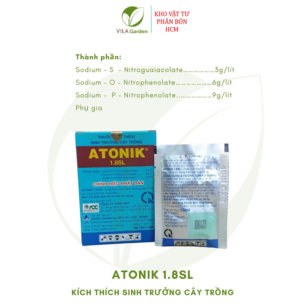 Phân Bón Lá ATONIK 1.8SL kích thích nảy mầm &amp; tăng trưởng (gói 10ml)