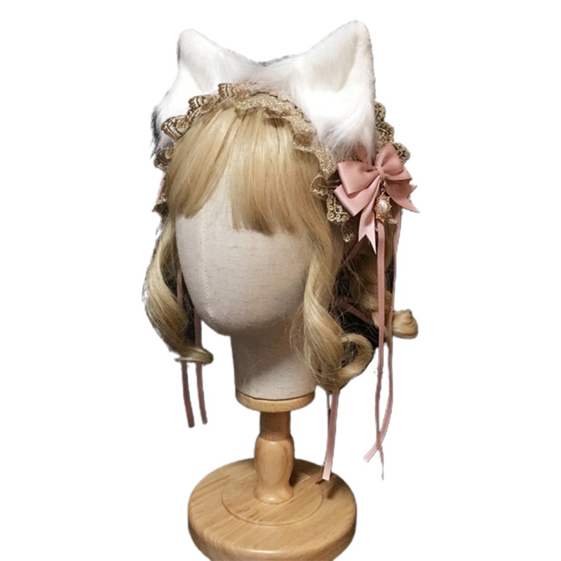 Băng Đô Tai Mèo Phối Ren Và Ruy Băng Phong Cách Lolita Nhật Bản
