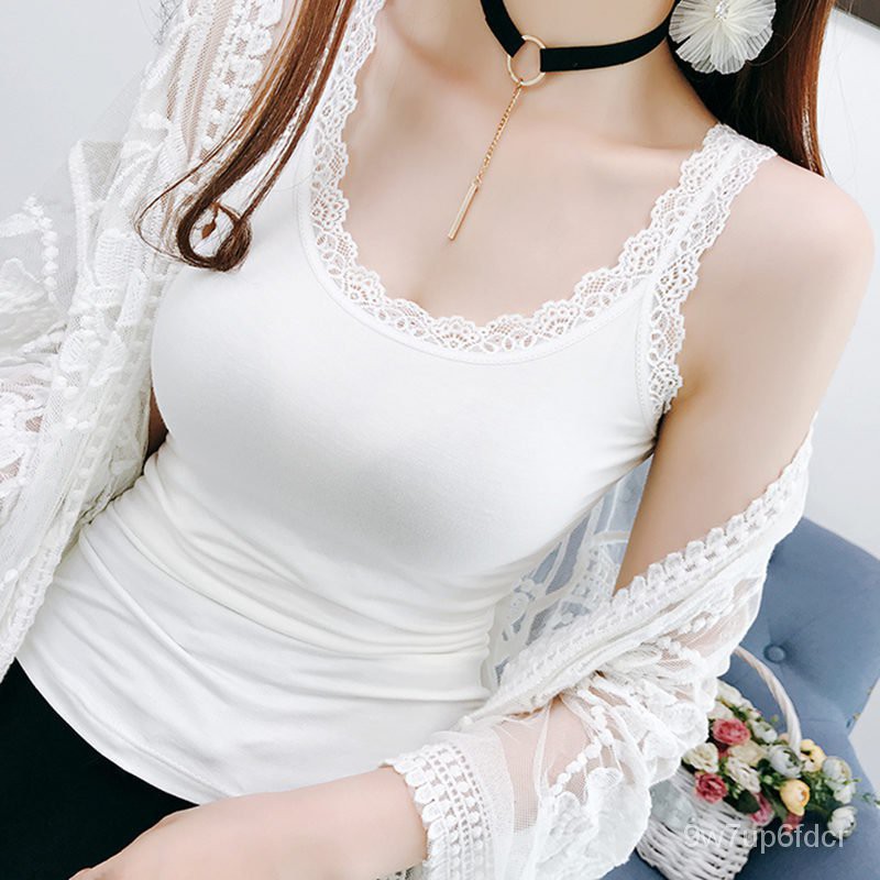 2021Mùa Xuân Và Mùa Hè Mới Kích Thước Lớn Phương Thức Khai Thác Áo Vest Nữ Bên Trong Mặc Sexy Ren Áo Sơ Mi Mỏng Lót Thủy