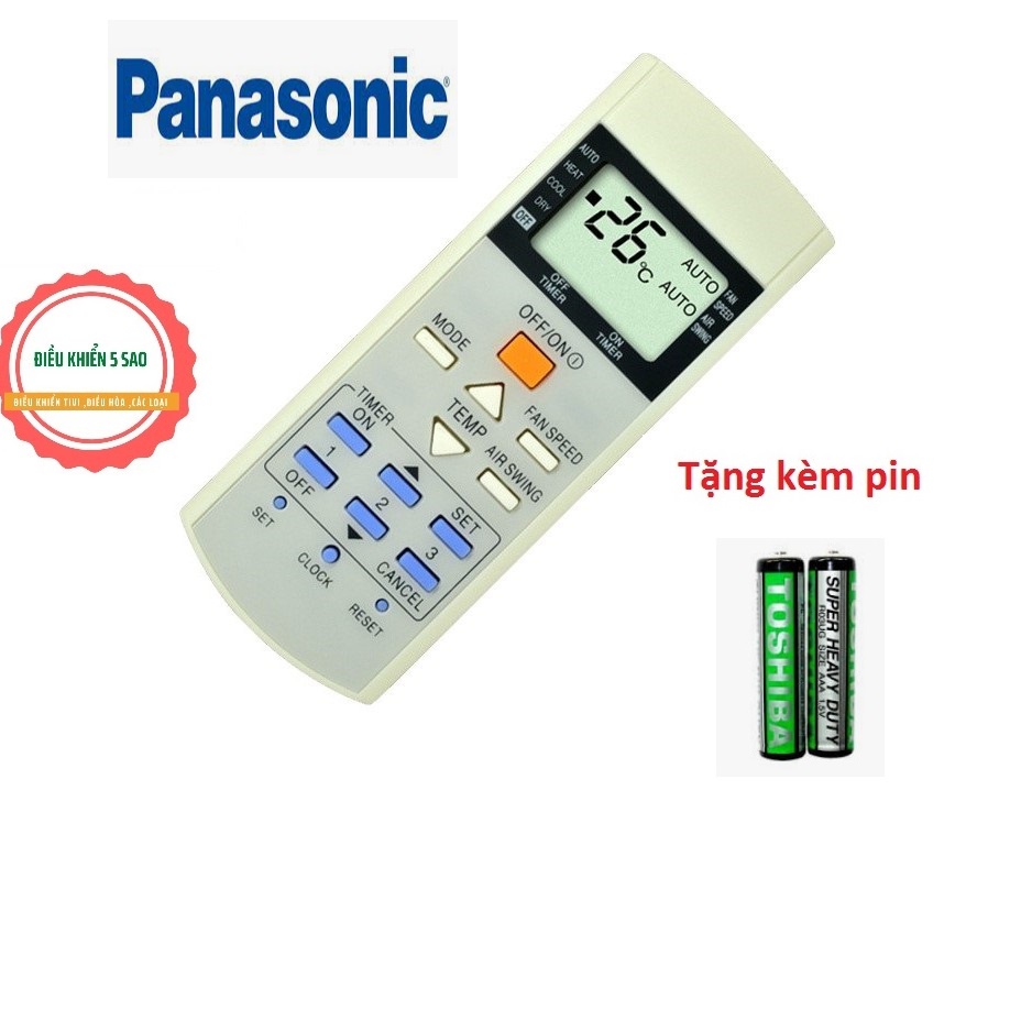 Điều khiển điều hòa Panasonic không inverter 1 chiều và 2 chiều - Tặng kèm pin chính hãng - Remote toshiba