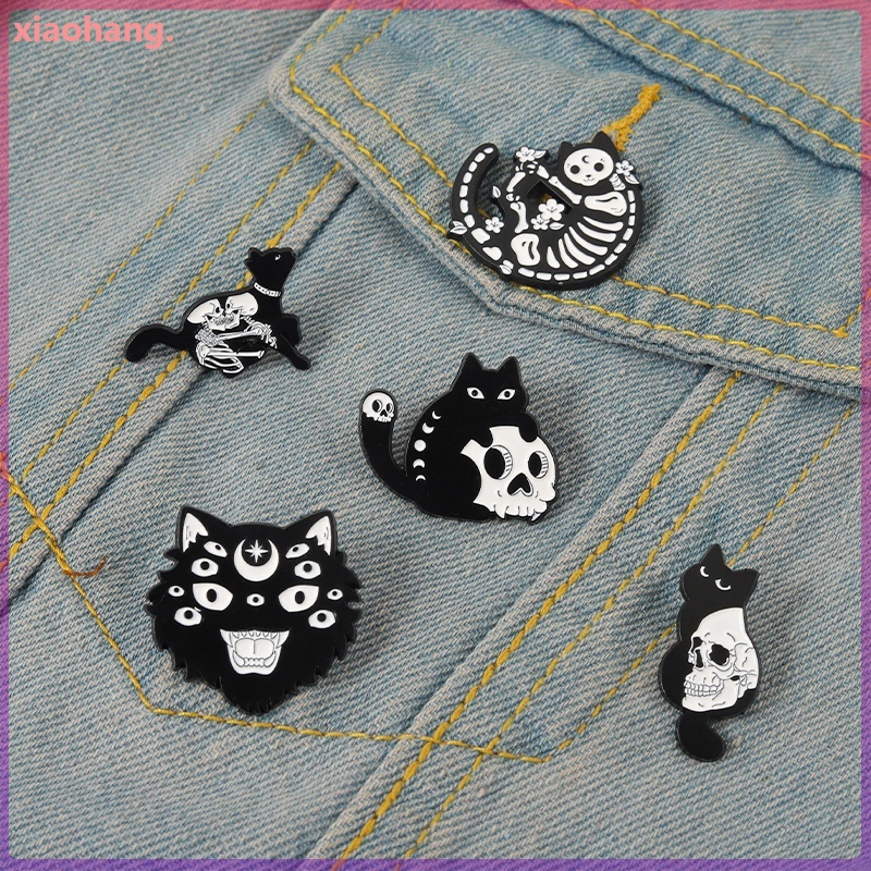 Huy Hiệu Cài Áo Hình Mèo Đen / Mặt Trăng / Sư Tử Ngộ Nghĩnh