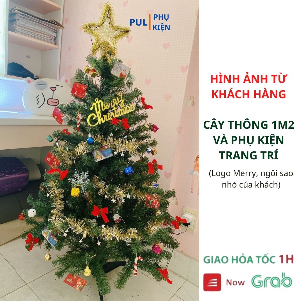 Cây thông noel 1m8 1m5 1m2 90cm mini để bàn trang trí giáng sinh trong nhà ngoài trời kèm phụ kiện trang trí noel