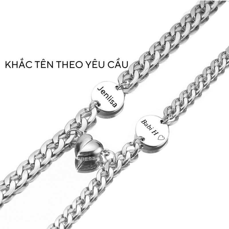 vòng đôi khắc tên tag tròn [mã 6] bán theo đôi