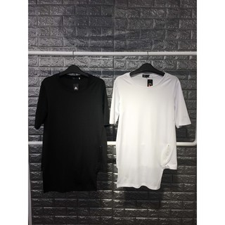 Áo thun nam dáng dài vạt lệch khóa trước phong cách Swag
